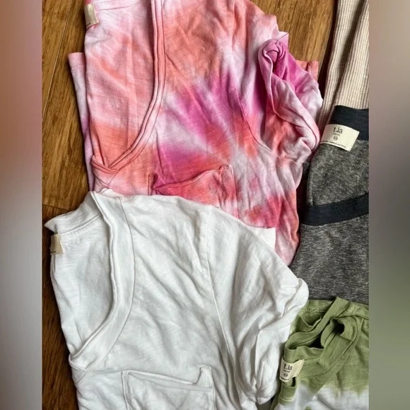 Anthropologie T.la Petite V-Neck Roll Cuff Basic T-Shirt bundle tie dye size XS - Picture 4 of 14